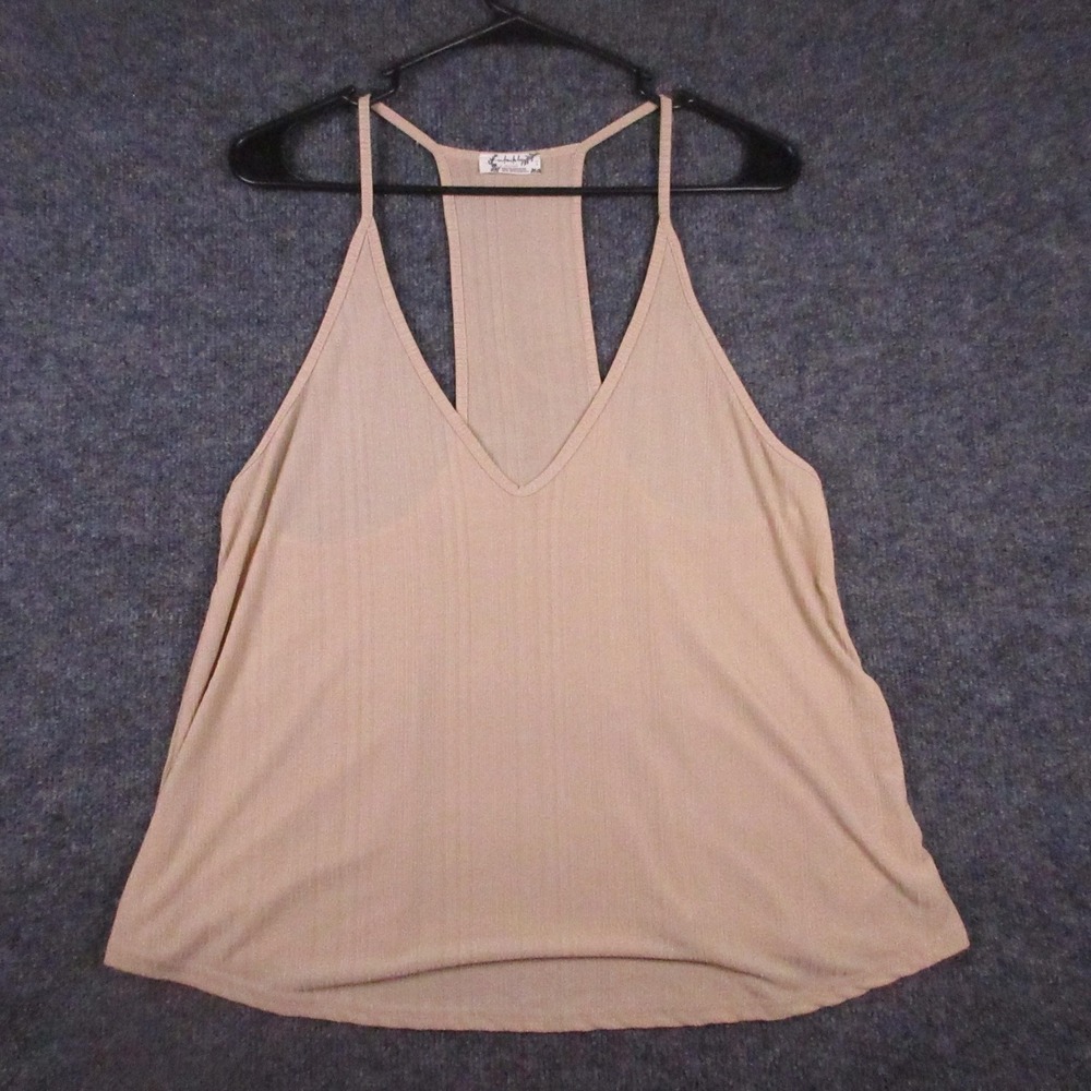Free People Camisole Tank Top Womens Small/ Petite Beige Racerback Rib Stretch